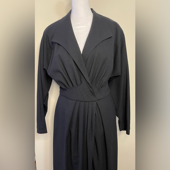 Pia Rucci Women’s Black Vintage Dress 100 % Wool Wrap Long Sleeves Size 10. NWT - Picture 8 of 17